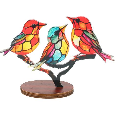 d oiseau décorative en acrylique et bois Petite figurine d