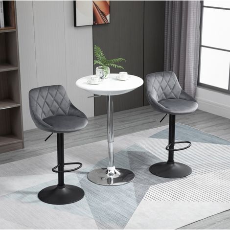 Tabouret de bar 48x46x104 cm en polyester gris foncé, rotatif, moderne pour cuisine FLORAGRACE (1/5)