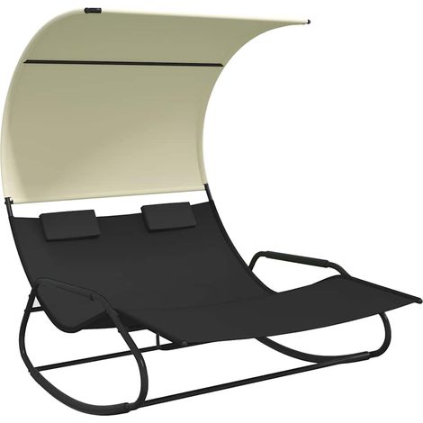 Maison Exclusive - Doppel-Schaukelliege mit Sonnendach Schwarz un (1/5)