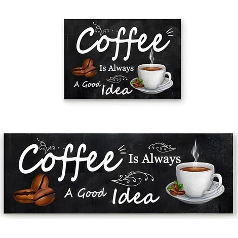 Juego de tapetes de cocina,Juego de 2 piezas,Adecuado para el hogar y la oficina,Impermeable y antideslizante,40 x 120 cm + 40 x 60 cm,Negro-B (1/5)