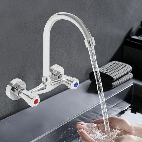 Rubinetto cucina da parete con erogatore orientabile, miscelatore cucina (1/5)