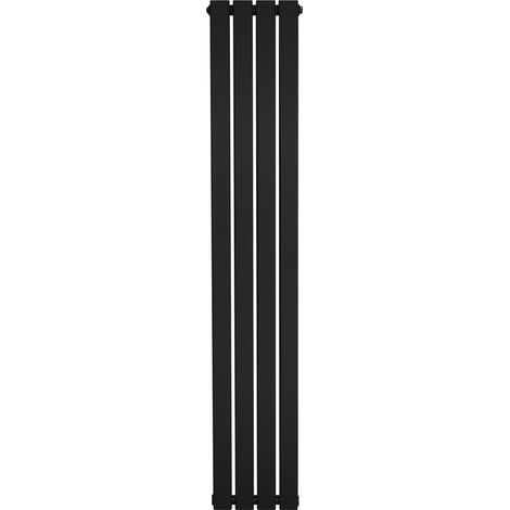 Radiateur Plat à 1 Colonne 1600 x 280 mm en Acier Carbone Noir Chauffage Centrale Moderne Verticale Monté Sur Mur Cuisine Salle de Bain [Brosse de Nettoyage & Supports INCLUSES]