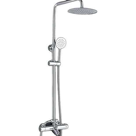 Sistema doccia, soffione da 10 pollici, tubo flessibile da 1,5 m, altezza regolabile da 81 a 117 cm, doccetta da 23,5 cm, struttura in ottone. (1/5)
