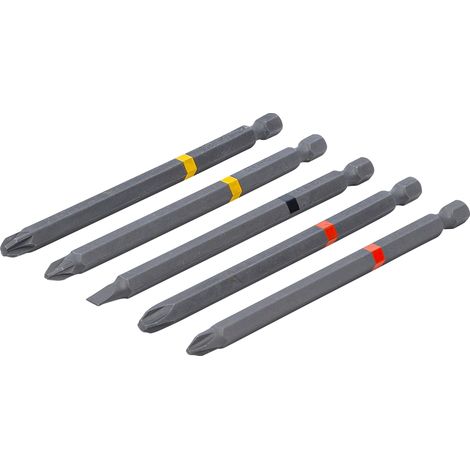 Jeu d’embouts entraînement six pans mâle, 6,3 mm (1/4") cruciformes PH, cruciformes PZ, plats longueur 110 mm 5 pièces (1/4)