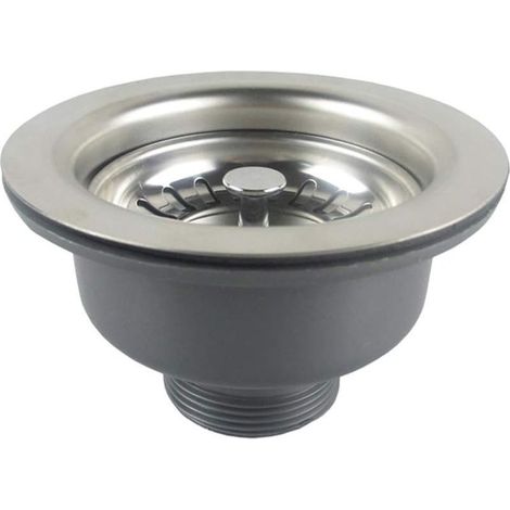 Bonde d'évier sans trop plein panier inox ø 110 mm 1½", Acier inoxydable + ABS, Bonde + Panier- (1/5)