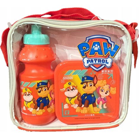 Set de almuerzo de Paw Patrol con bolsa, botella de agua y recipiente para el almuerzo.