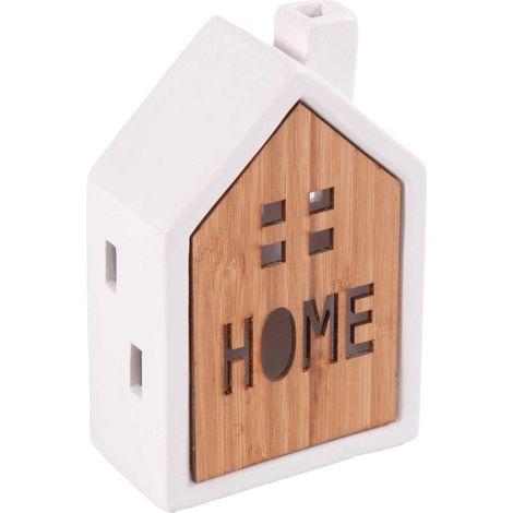 Casetta in ceramica e bambù con Led, 11H17 cm (kit da 3) (1/2)