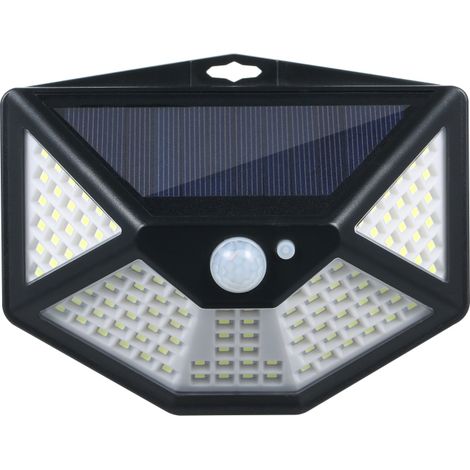 Aplique solar de pared con 112 LED, sensor PIR, 3 modos, ángulo de haz de 270°, IP65 (1/5)