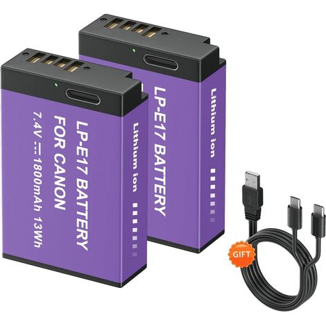 Batería externa, capacidad de 1800 mAh, carga USB tipo C, paquete de 2 unidades (1/2)