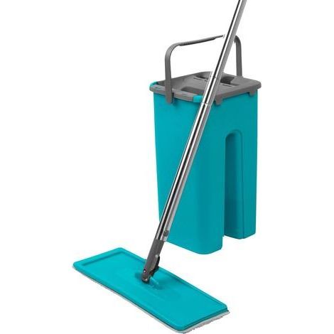1 Ensemble Balai Serpillière, Seau Essoreur Antibactérien, Grattoir Intégré, Tête Plate, Pour Carrelage Stratifié (1/5)