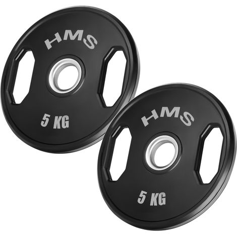 Discos de pesas olímpicos, recubiertos de goma, 2 x 5 kg (1/5)