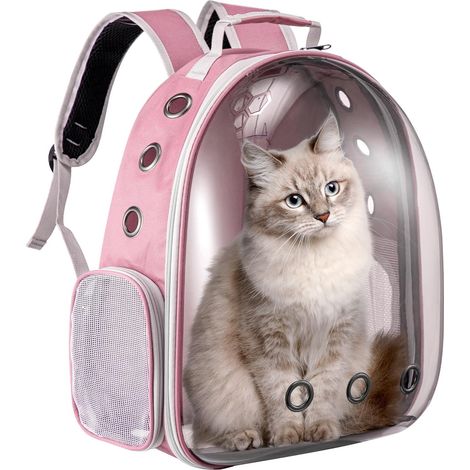 Youyijia Cat Carrier Backpack, Space Capsule Pet Carrier Front Pack Space Capsule for Small Medium Cats & Dogs, Breathable Pet Travel Backpack for Hiking, Walking, Camping (Pink)