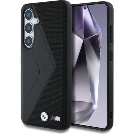 Funda BMW de cuero con rayas extragrandes y MagSafe para Samsung Galaxy S25 negra (1/5)
