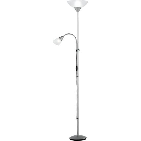 Lampadaire liseuse métal titane R439387 – Hauteur 180 cm – Bras flexo orientable – Interrupteur à cordon – Reality Leuchten