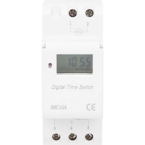Digitaler Zeitschalter mit LCD-Anzeige, Schienensteuerung, AHC15A, AC220V–240V, Industrieanschluss