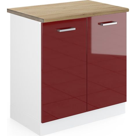 Mobile lavello cucina R-Line, Rosso bordeaux lucido, 80 cm , PL Rovere, Vicco
