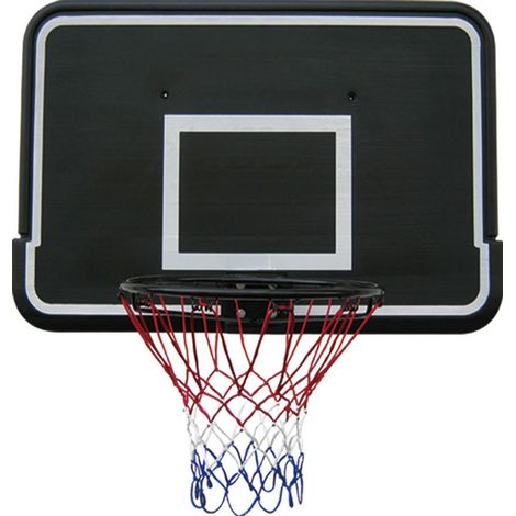 Habitat Et Jardin – Panneau de basket 108 x 72 cm – En polypropylène haute résistance – Anneau métal diamètre 46 cm – Filet tricolore nylon – Kit de fixation inclus