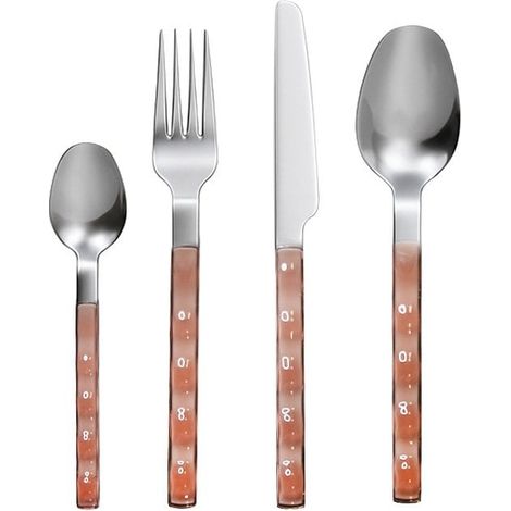 Ménagère 24 Pièces Couverts de Table en Acier Inoxydable Argenté et Rose pour 6 Personnes - PANGIVO (1/5)