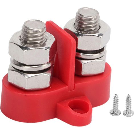 Bornier de distribution d'alimentation M10 3/8 po à double borne isolée pour voiture, remorque, bateau, CC 48 V (1/4)