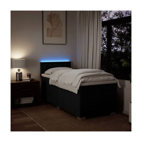 Sommier et matelas en tissu noir champignon 80 × 200 cm, tissu doux et respirant, meuble de chambre, design contemporain, montage facile (1/5)