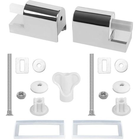 Abattant WC Fixations Charnières, Lot de 2 Charniere Abattant WC Charnières Universelles pour Siège de Toilette, Charnières De Siège De Toilette À Fermeture Douce Kit Fixations Remplacement