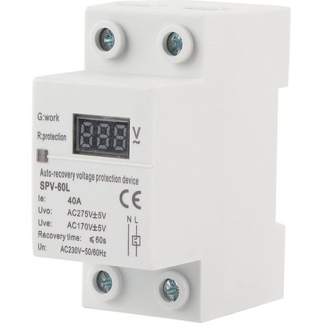 Dispositif de Reconnexion de Tension, SVP-60L monophasé Deux Fils 40A Protection contre les Surtensions 220V 50/60Hz Réglable Automatique, Accessoires D'éclairage Extérieur (1/5)