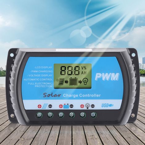 12V 24V PWM Solar-Laderegler mit LCD-Display und USB-Anschluss (10A) (1/5)