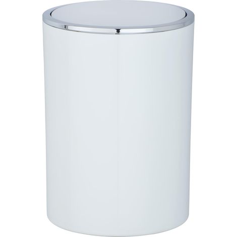 Petite Poubelle Salle de Bain, Poubelle à Couvercle, 5L, Blanc, Plastique, Ø 18,5 x 25,5 cm (1/5)
