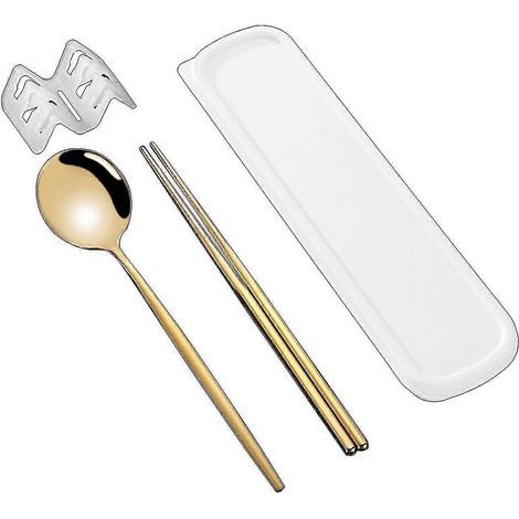 Ensemble de couverts coréen style anti-poussière en acier inoxydable (baguettes, fourchette, cuillère) pour un usage quotidien Kaesi Kb-2pcs-Golden (1/5)
