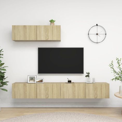 TV Cabinets 3 pcs Sonoma Oak Engineered Wood vidaXL (1/5)