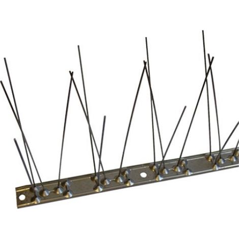 Dissuasori inox per uccelli 80 spilli base flessibile tagliabile supporto 100cm