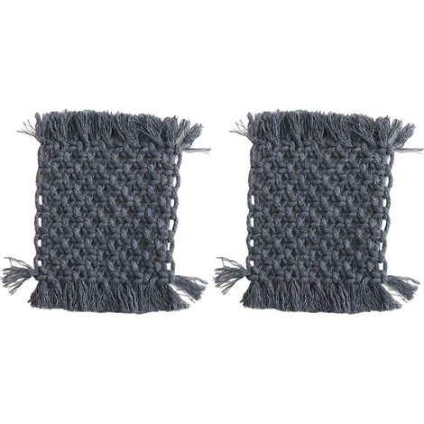 Lot de 2 dessous de plat en coton crocheté, colorés et résistants à la chaleur, tissés à la main, pour plats chauds, ustensile de cuisine gris (1/5)