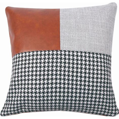 Housses de coussin décoratives style ferme, lot de 2 housses de coussin à rayures, housses de coussin en similicuir pour canapé, décoration intérieure bohème moderne (1/2)