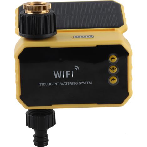 Programmateur arrosage WiFi avec panneau solaire, intelligent, contrôleur irrigation auto via appli pour tuyau