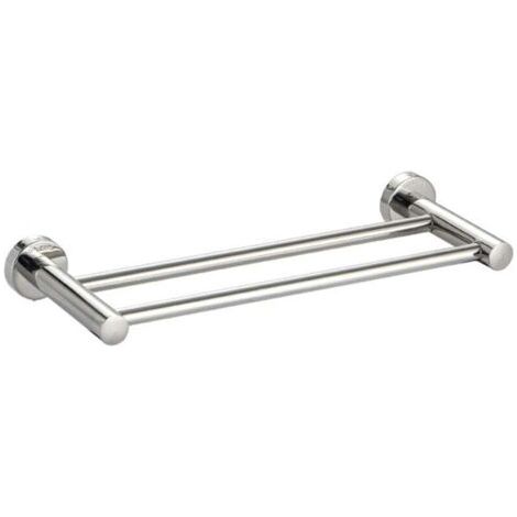 Porte-Serviettes Double Porte Serviettes de Salle de Bain 40CM 2 Barres Porte Serviette Mural Acier Inoxydable SUS304 Finition Brossé