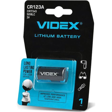 1 pile au lithium Videx CR CR123A 3V 1500mAh, durable et puissante (1 pièce).