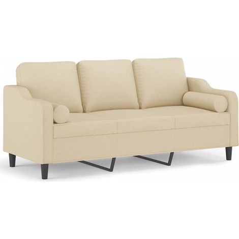 Maison Exclusive - Divano a 3 Posti con Cuscini Crema 180 cm in Tessuto