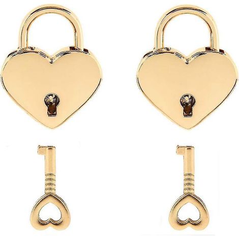 Mini-Vorhängeschloss mit Schlüssel für Schmuckkästchen, Aufbewahrungsbox, Planer, 2er-Set, Gold