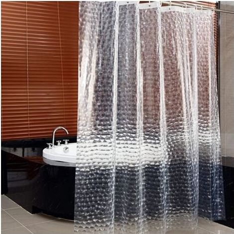 Rideau de Douche de Salle de Bain, Cube d'eau Transparent 3D, Lavable, sans moisissure, avec 12 œillets et Crochets en Plastique, pour Baignoire à l (1/4)