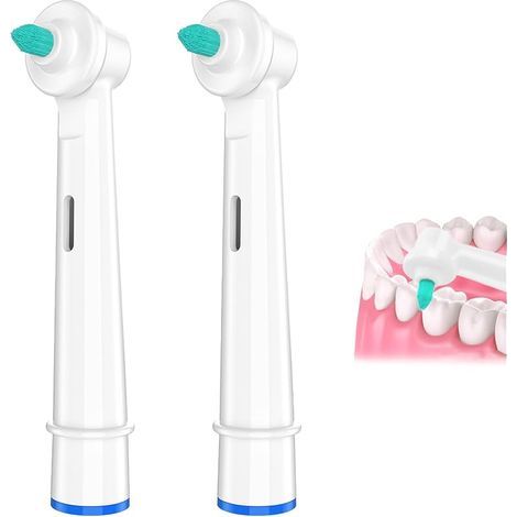 Interdental Lot de 2 têtes de brosse à dents de rechange pour brosse à dents électrique Braun Oral-B en microfibre haute densité pour interdentaires et appareils dentaires (1/5)