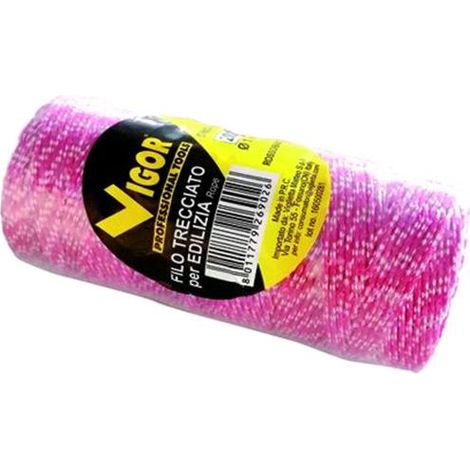 Filo Edilizia Trecciato Vigor Rosso/Bianco Mt.200 Mm. 1,8