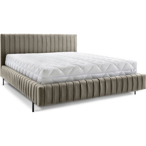 Lit coffre Plika prestige – Design et tissu pour un confort absolu-Marron clair-160x200 (1/5)