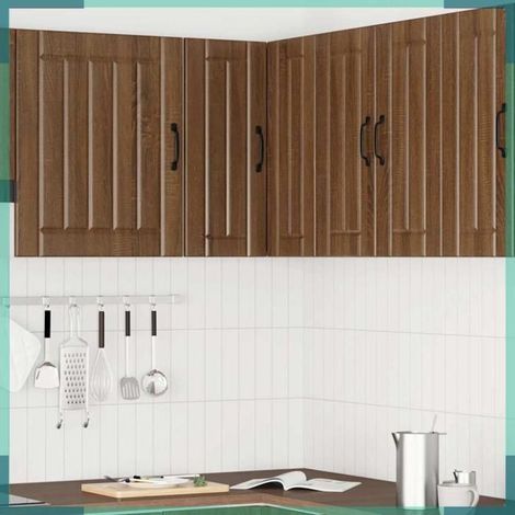 Armoire d'angle murale de cuisine - Lucca - Chêne marron - 57x57x60 cm - Charge max 70 kg (1/5)