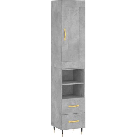 Maison Exclusive - Buffet haut Gris béton 34,5x34x180 cm Bois d'ingénierie