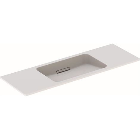 Lavabo Geberit ONE design flottant, sortie horizontale, compact, 120x40cm, sans troude robinetterie, sans trop-plein, blanc, KeraTect, blanc brillant