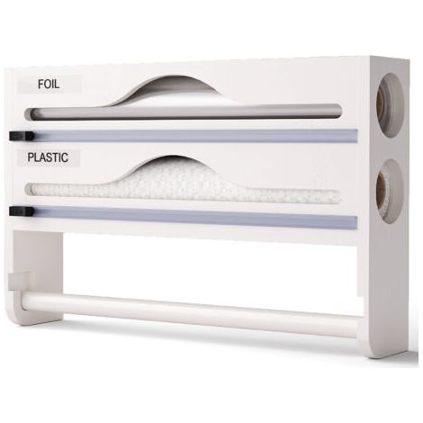 BUNTHAUS Distributeur de papier aluminium avec coupe-papier, deux compartiments, blanc (1/2)