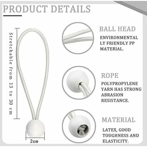 40 elastische Spanner, elastische Seile mit Bungee-Kugeln, elastische Kugeln für Festzelte, Zelte, Banner und Planen (1/4)