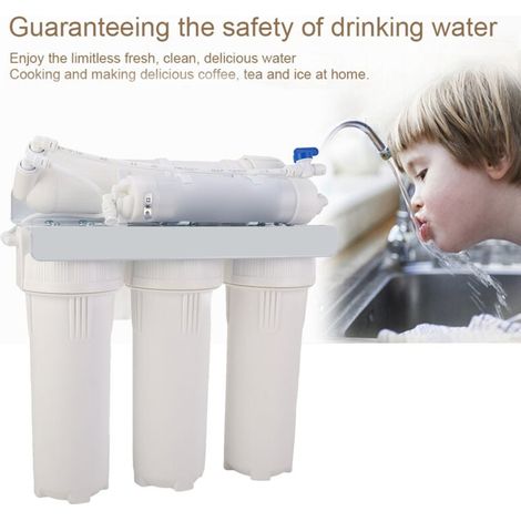 Standardausführung mit Pumpe, Umkehrosmoseanlage für den Hausgebrauch, 75 GPD, Durchflussrate 8 l/h, 12-l-Wassertank, 5-stufige Mineralisierung, 10–20 % Ausbeute, 2–5 bar Eingangsdruck (1/4)