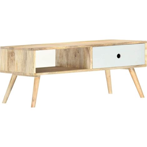 Mesa de centro de madera maciza de mango 90x50x40 cm vidaXL (1/5)