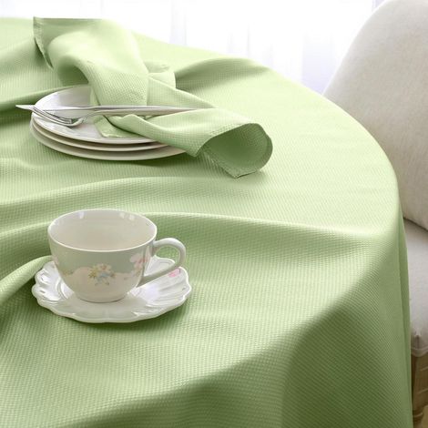 Tischdecke rund 120 cm abwaschbar Jacquard hellgrün für Ostern & Outdoor